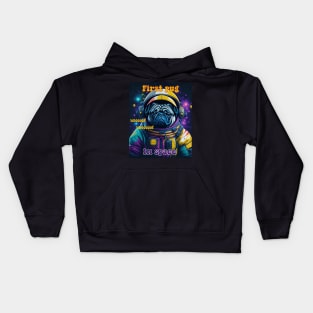 First Pug in space Kids Hoodie